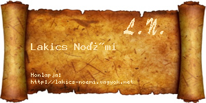 Lakics Noémi névjegykártya