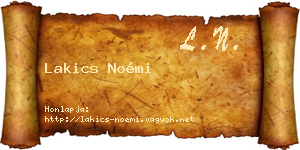 Lakics Noémi névjegykártya